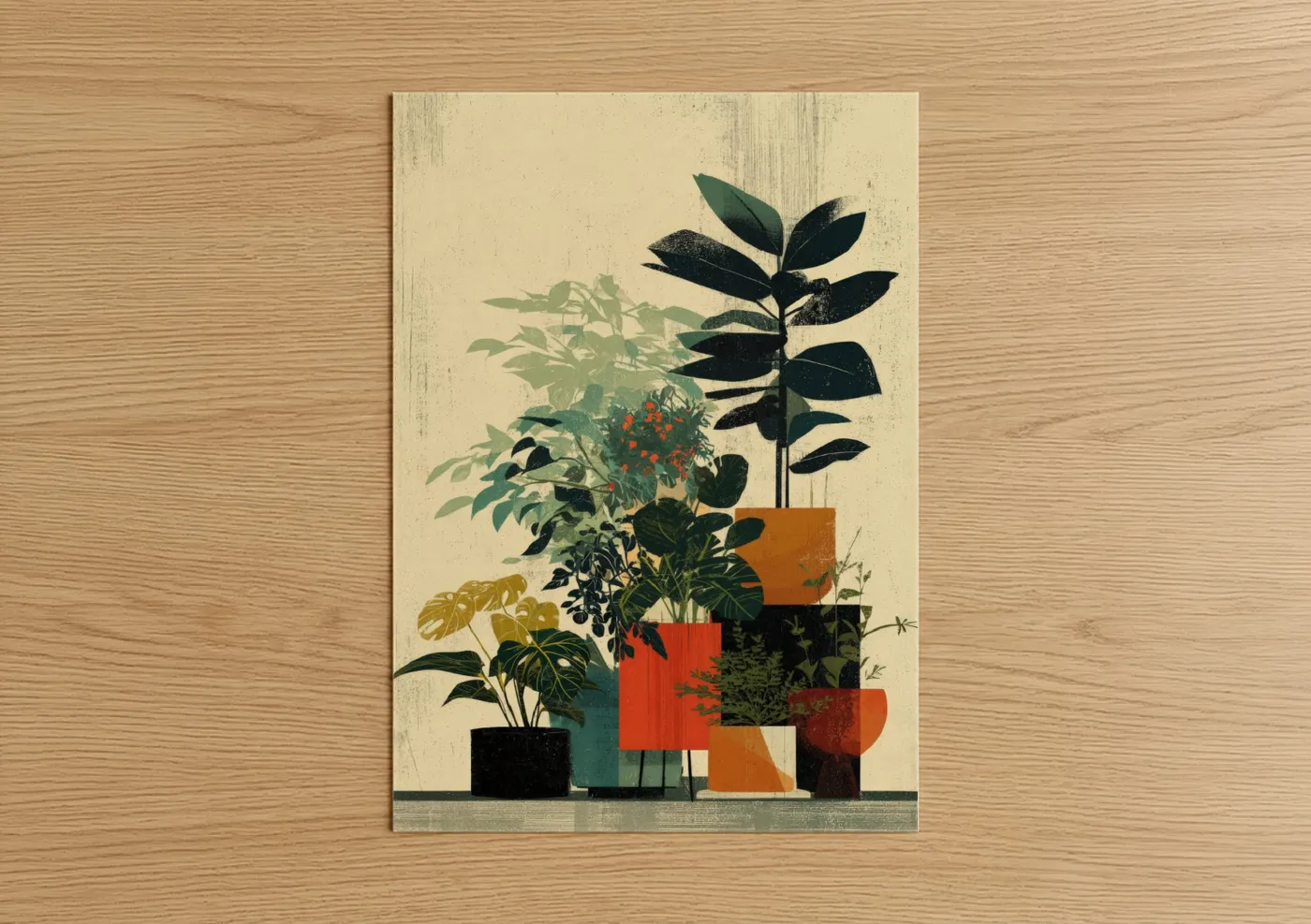 Tropical Trees Potted Garden Botanical Wall Art