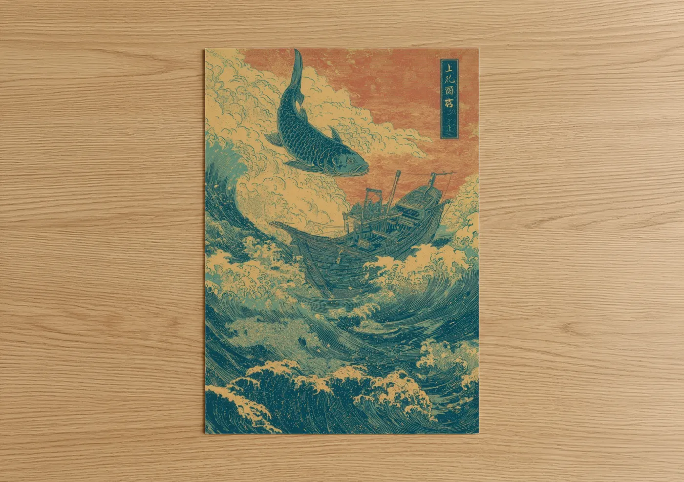 Leaping Tarpon Japanese Woodblock Wall Art