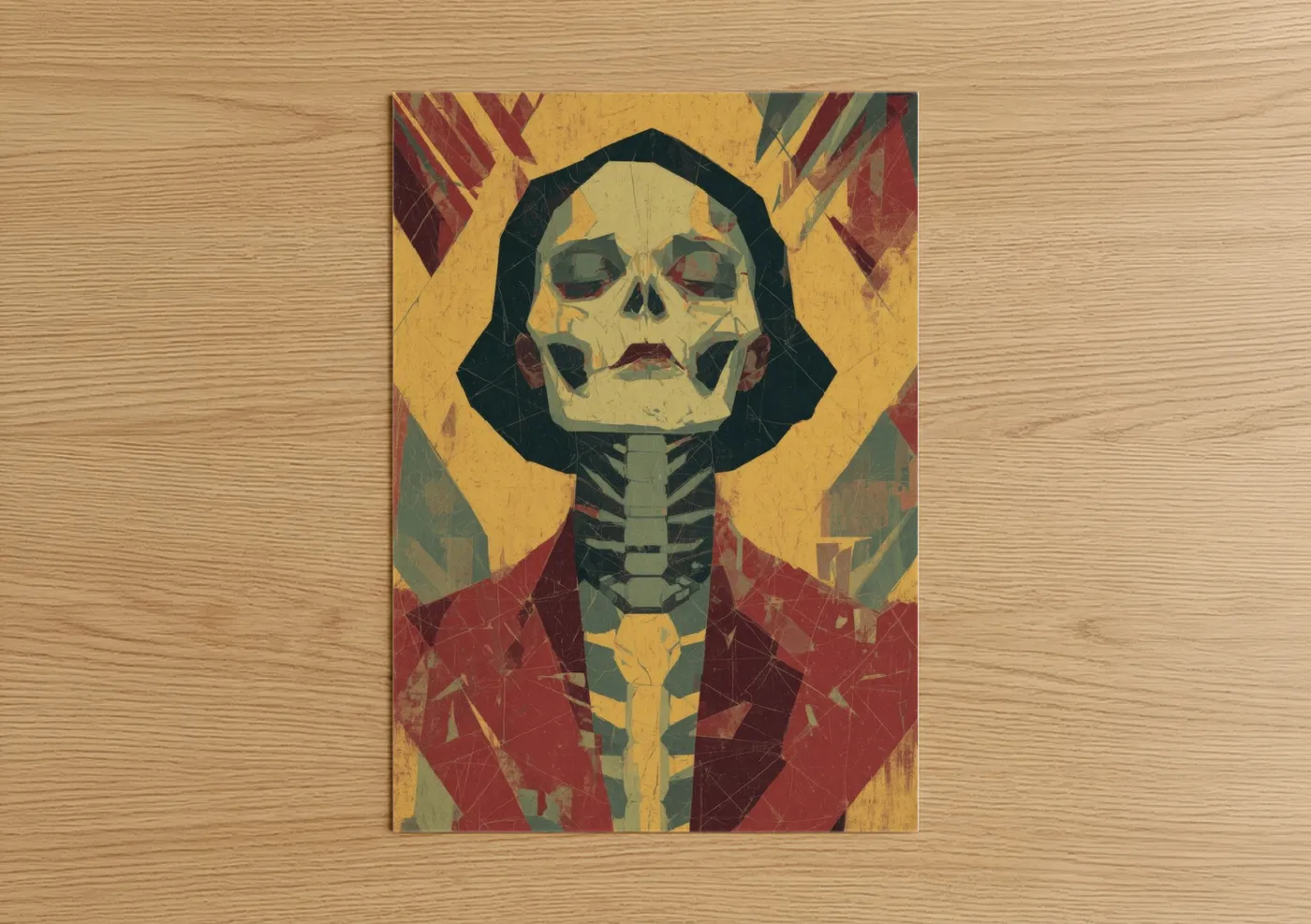 Skeletal Zombie Portrait Art Deco Wall Art