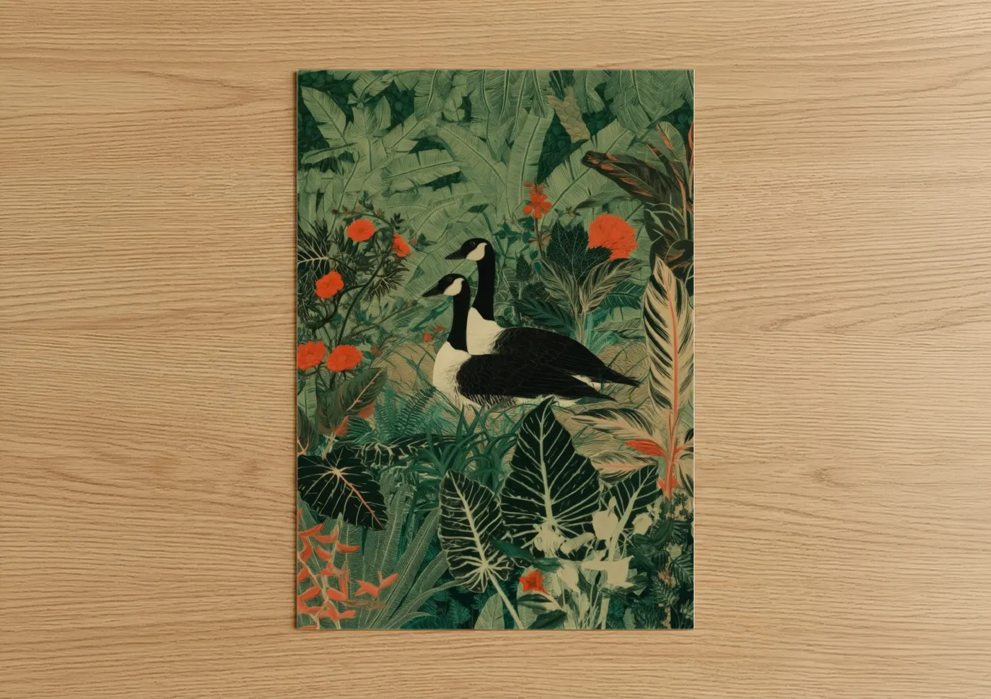 Garden Geese Tropical Botanical Wall Art