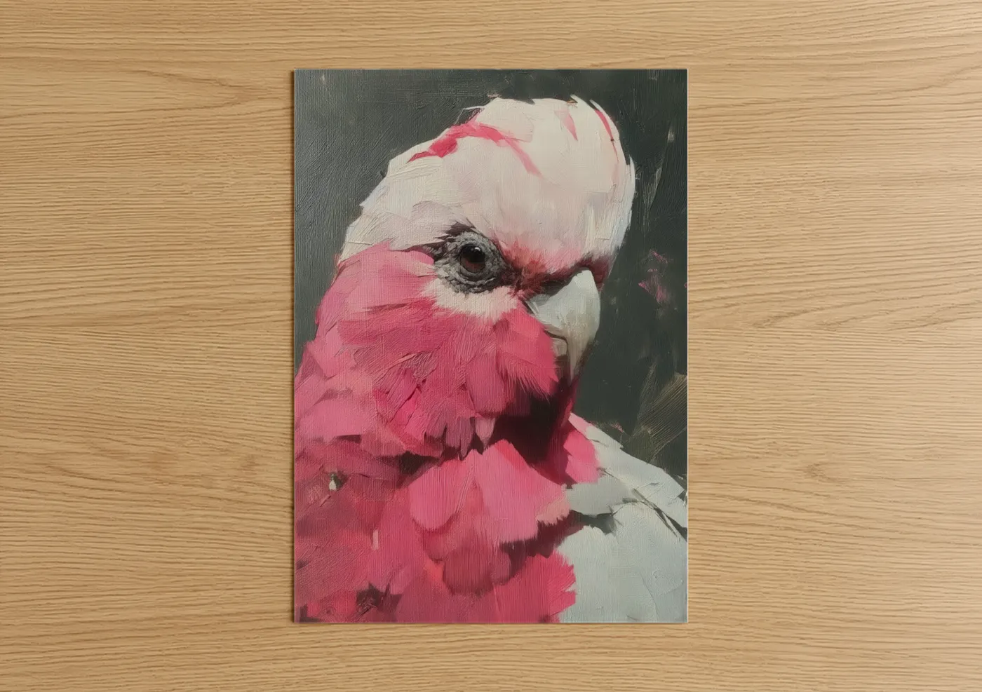 Pink Cockatoo Portrait Contemporary Wall Art