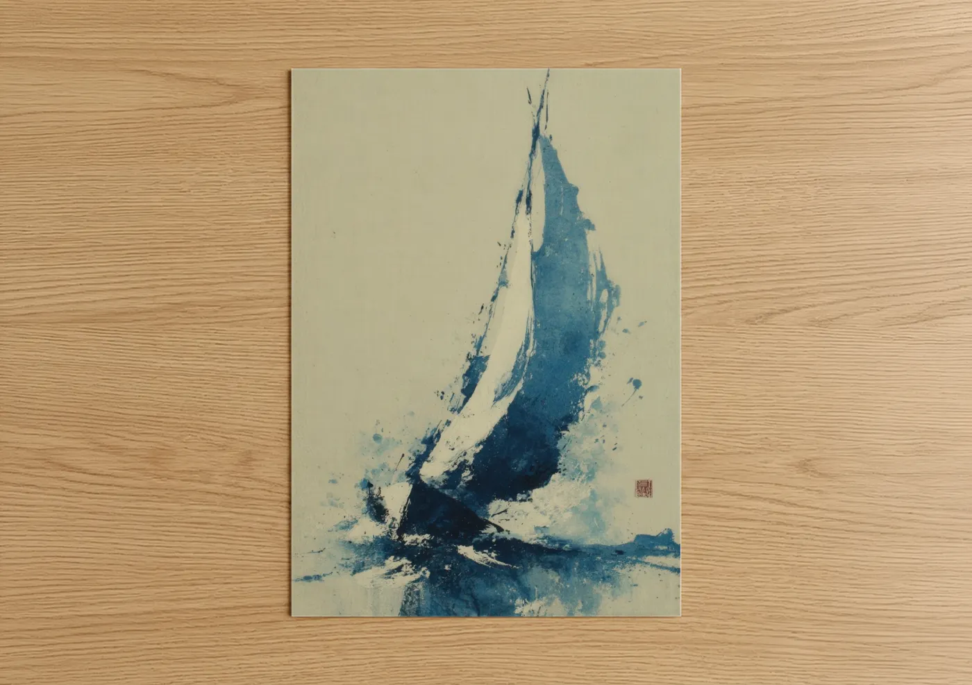 Misty Sailing Vessel Watercolor Wall Art