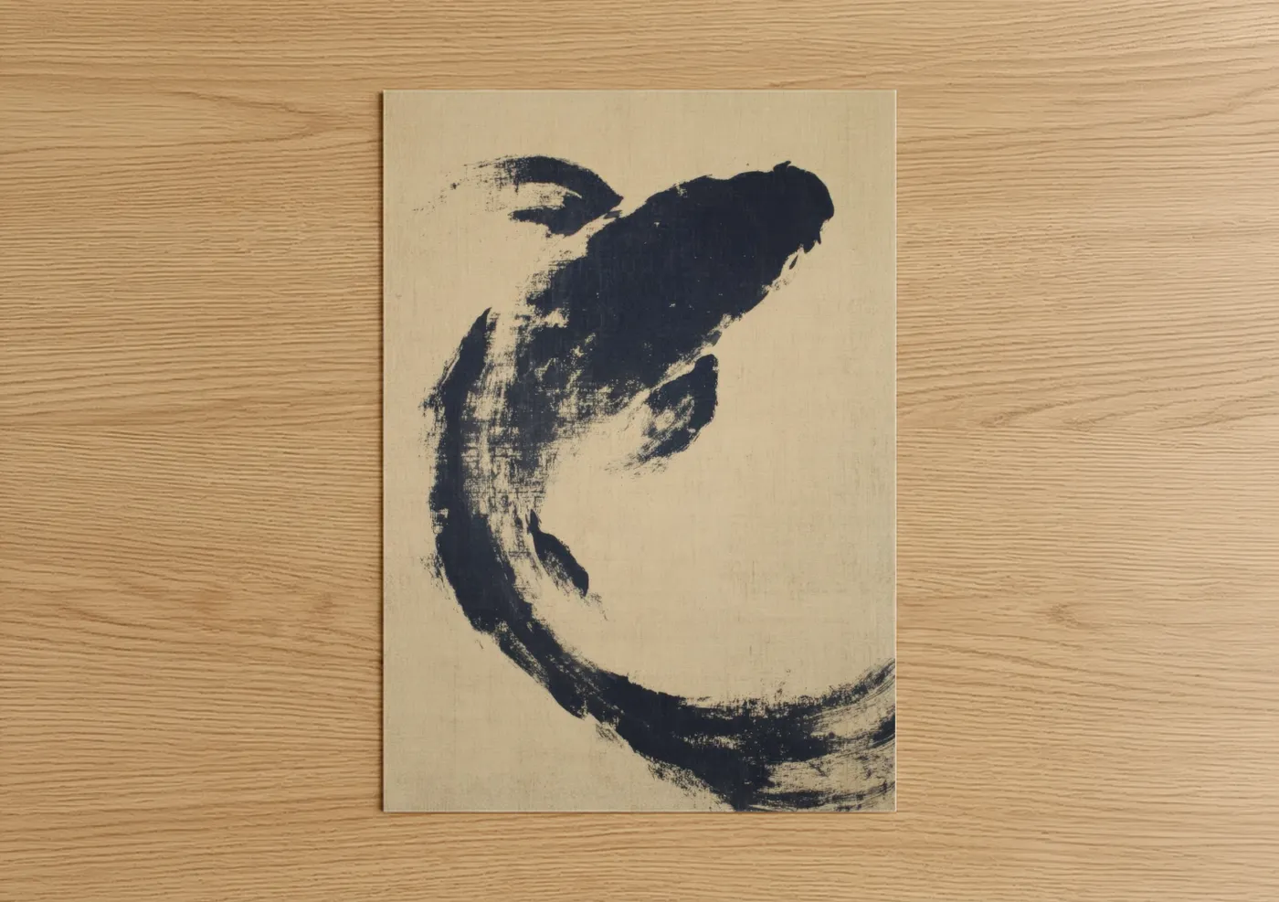 Spiritual Figure Ascending in Dark Blue Wall Art