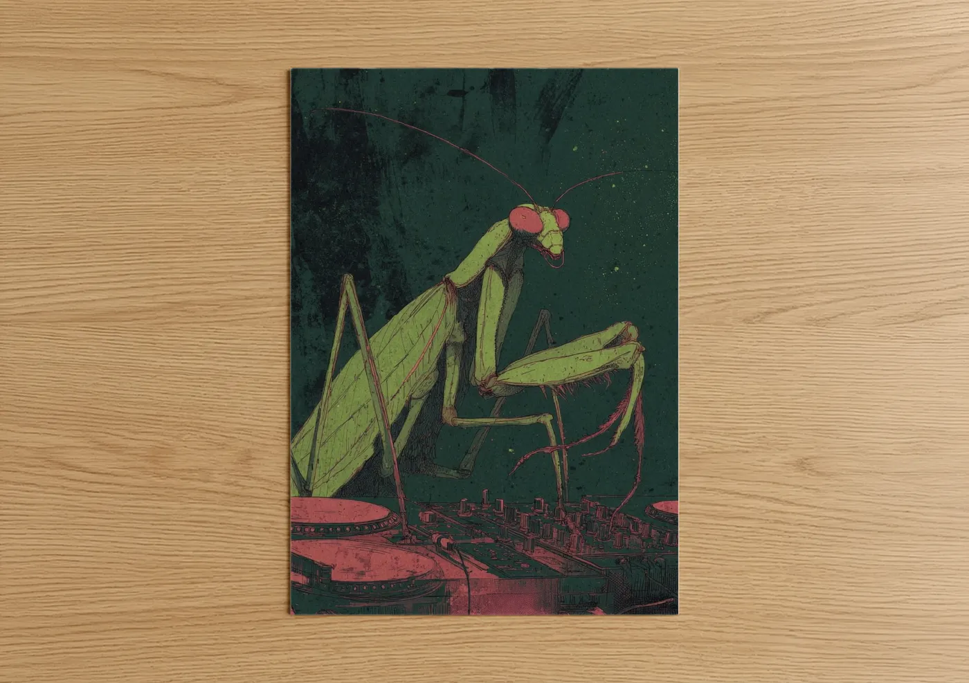 Giant Praying Mantis Retro Sci-Fi Art Wall Art