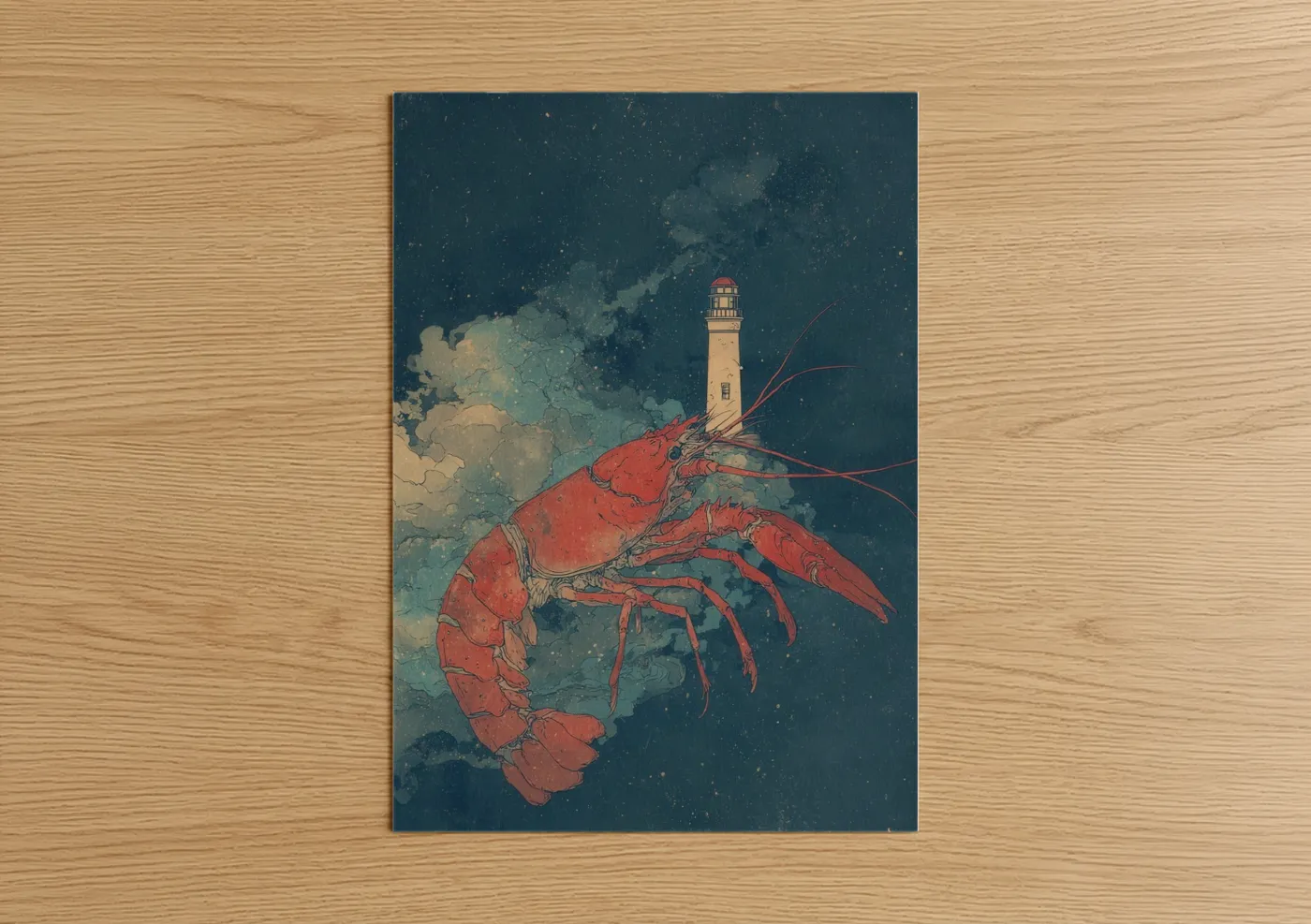 Red Lobster Lighthouse Surreal Wall Art