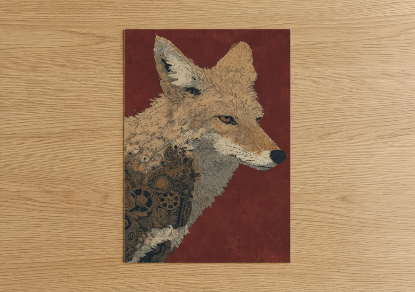 Steampunk Coyote Mechanical Wall Art