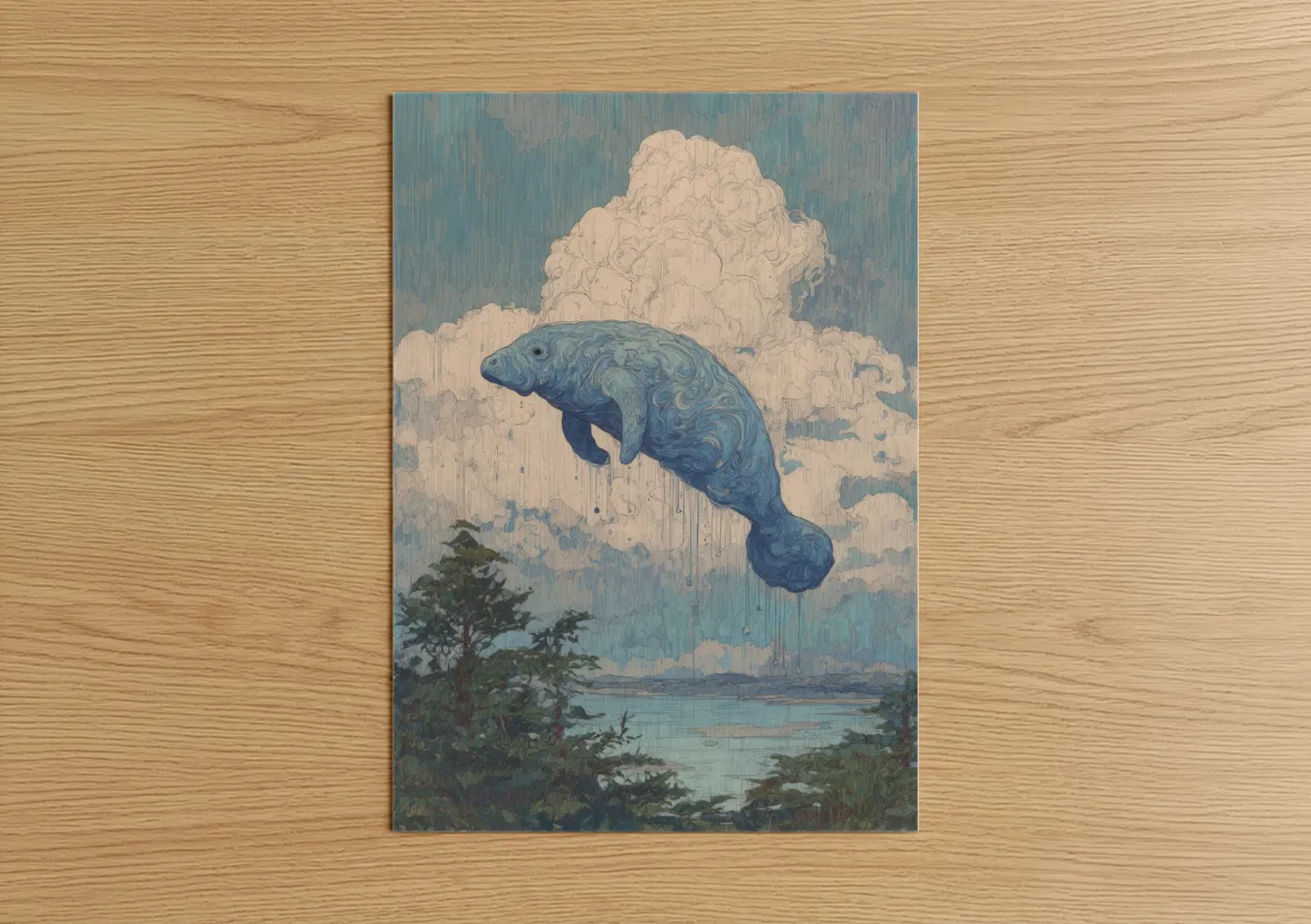 Dreaming Manatee Surreal Sky Wall Art