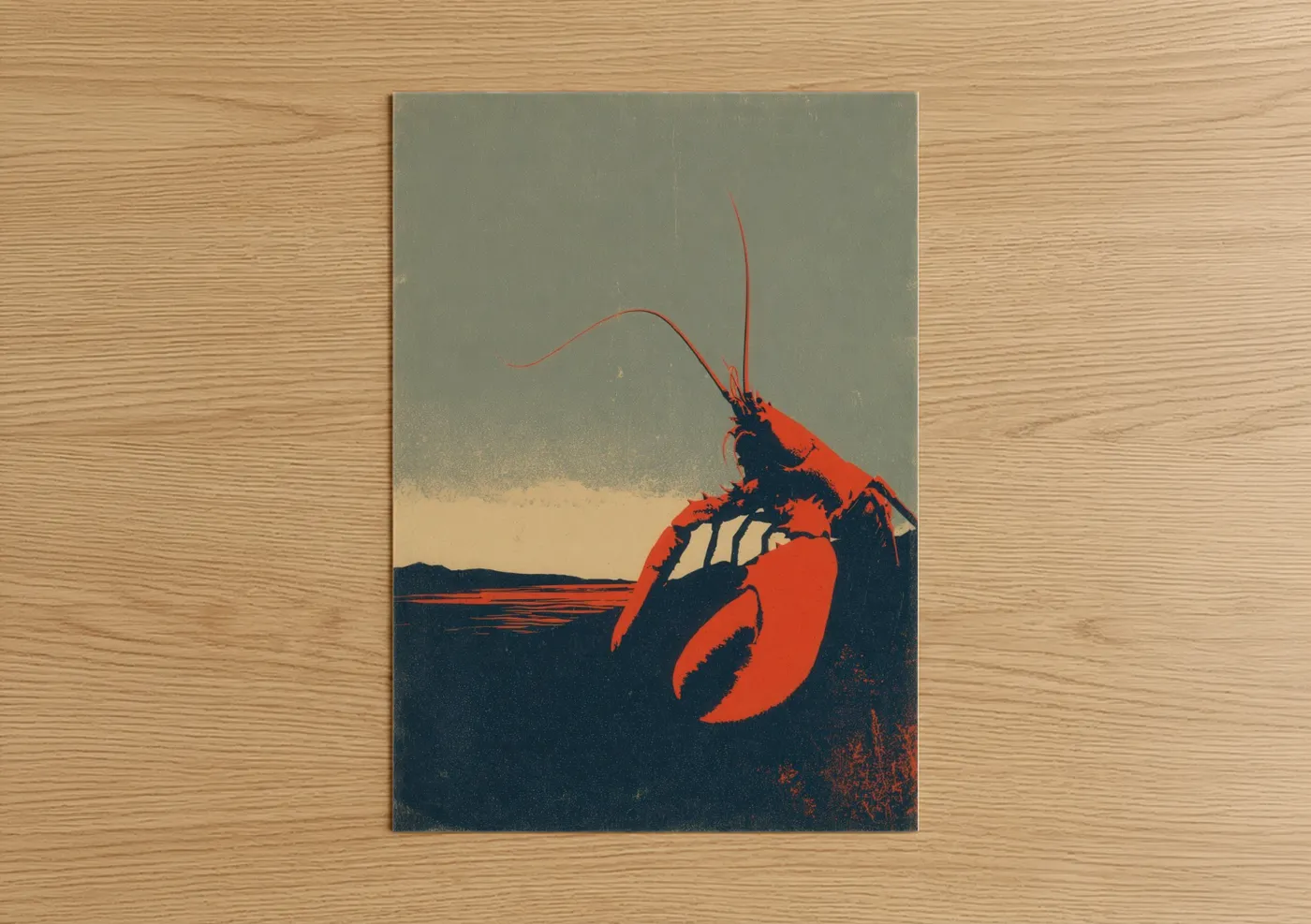 Red Lobster Coastal Vintage Art Wall Art
