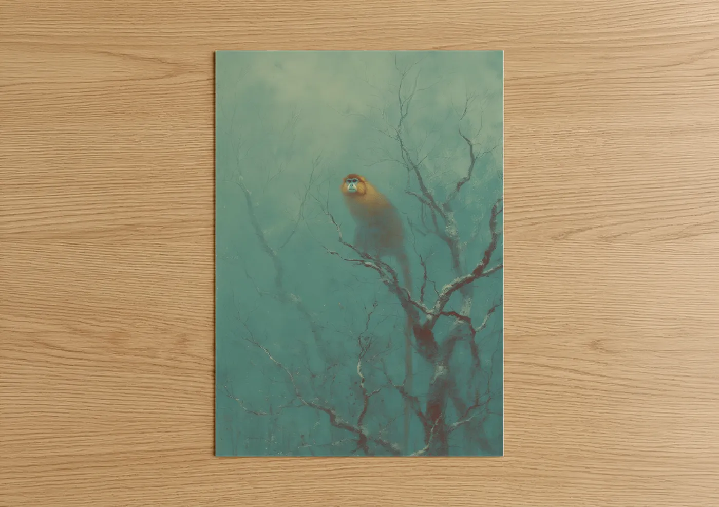 Golden Monkey in Misty Forest Wall Art