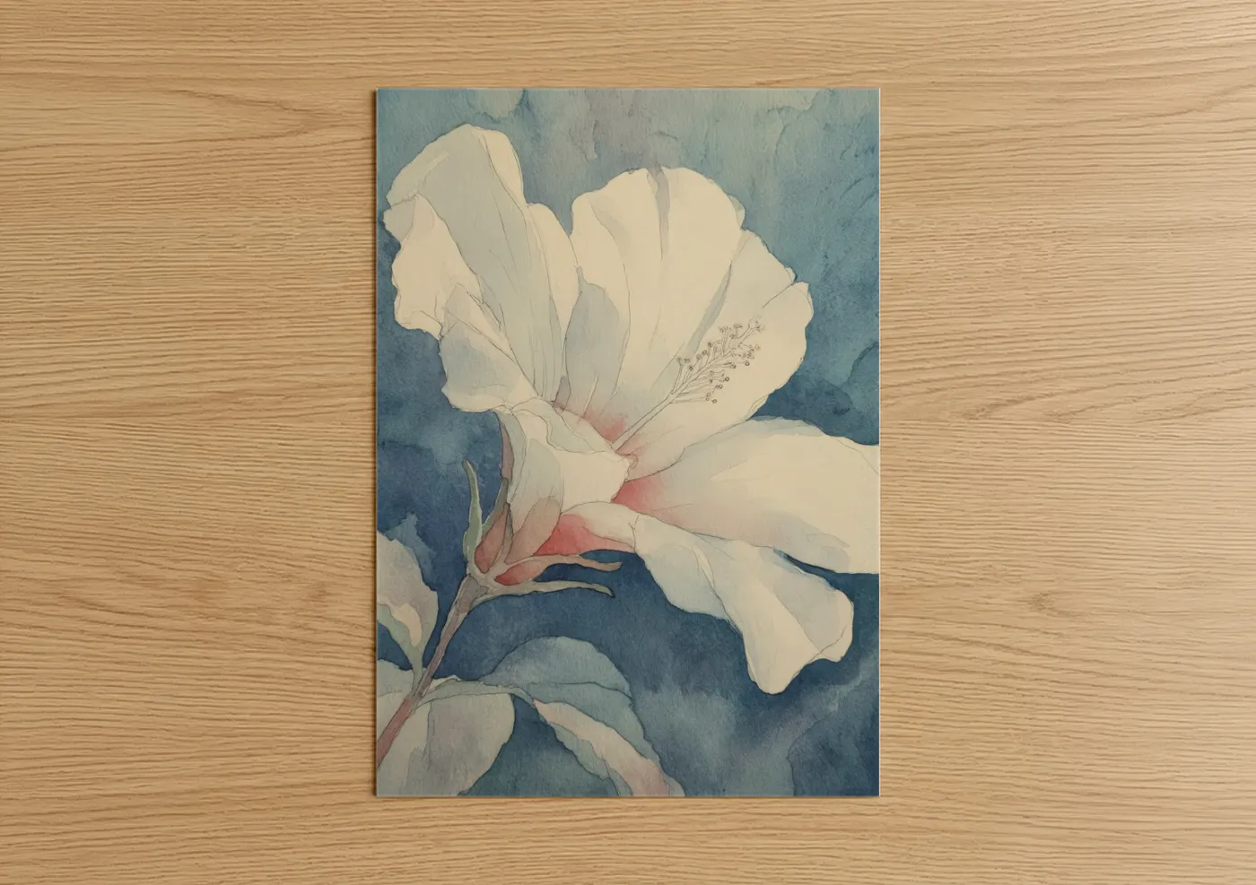 Cream Hibiscus Watercolor Floral Wall Art