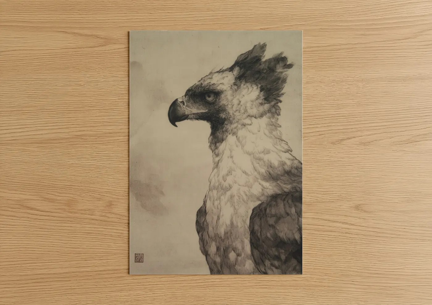 Majestic Griffin Profile Sketch Wall Art