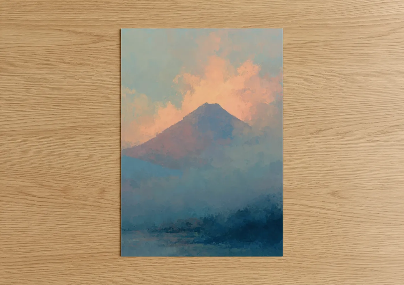 Dawn Volcano Landscape Painting Wall Art