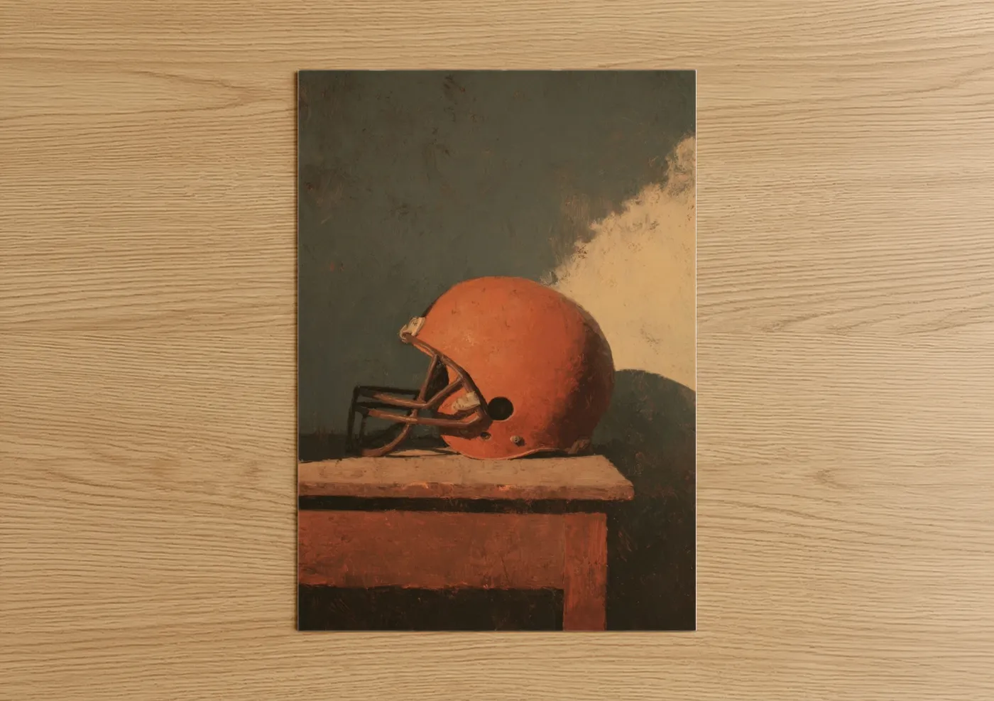 Vintage Football Helmet Still Life Wall Art