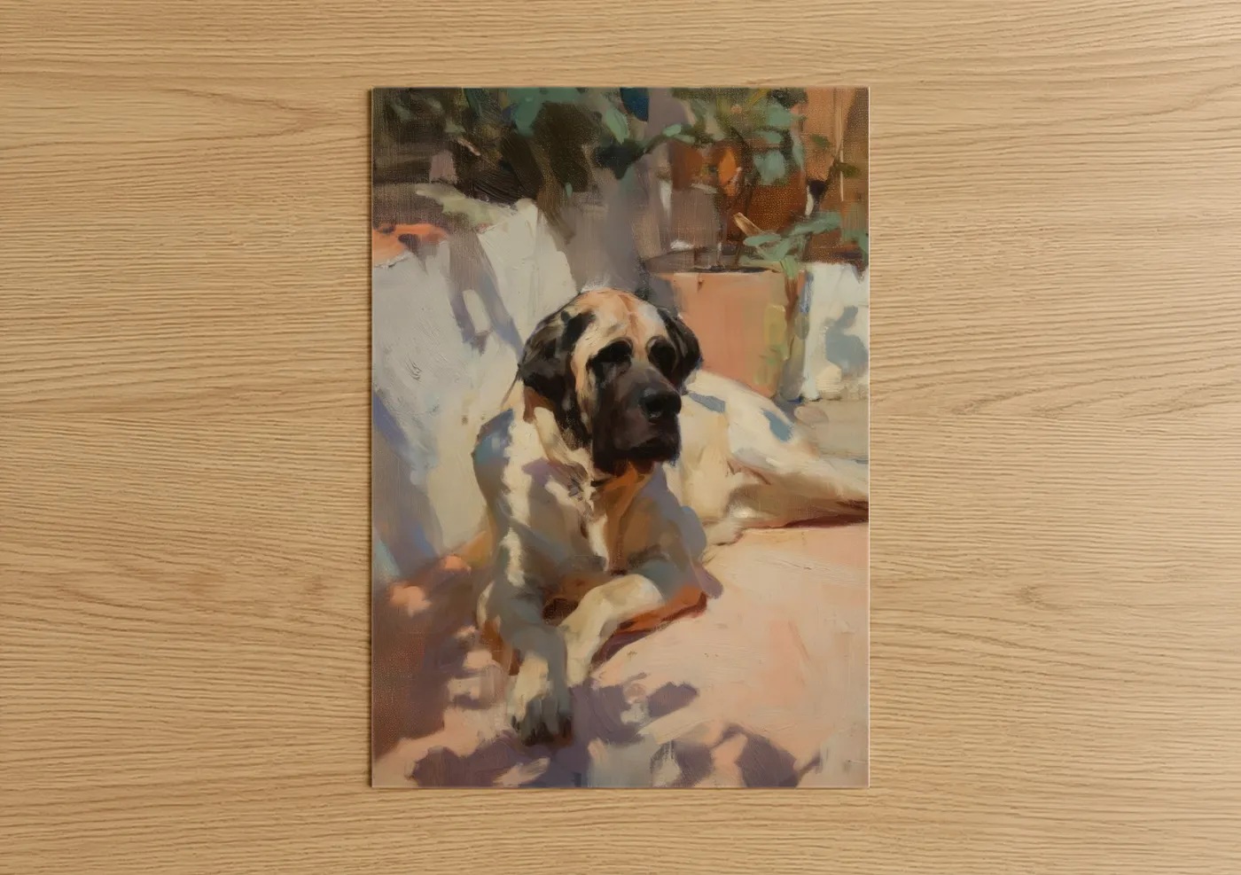 Sunlit Mastiff Portrait Painting Wall Art