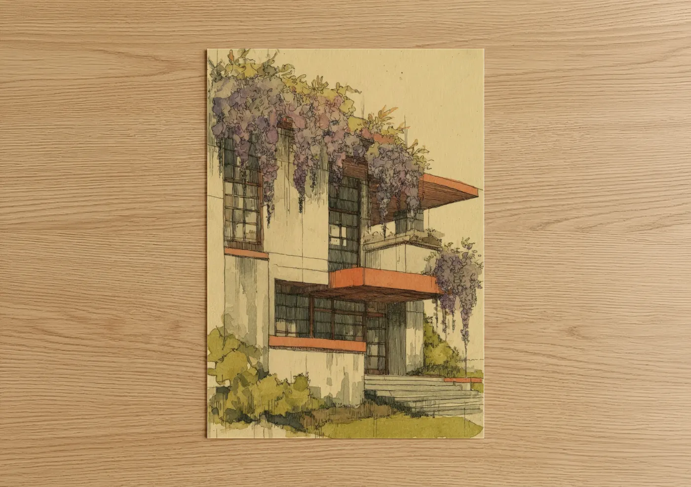 Wisteria Cascading Modern Architecture Wall Art