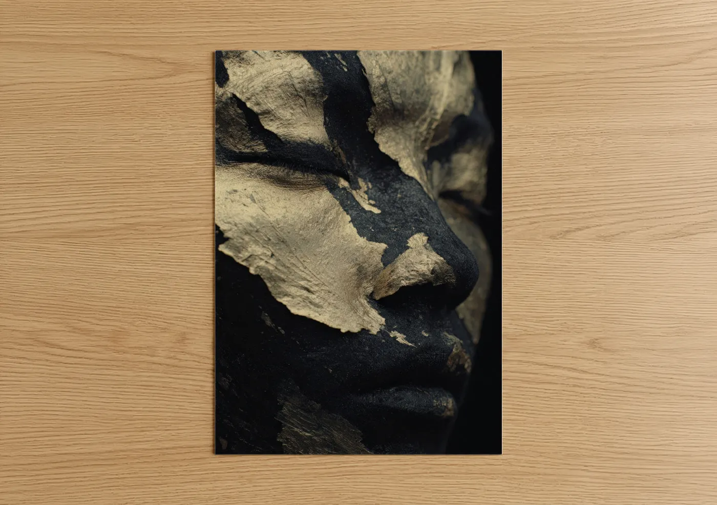 Golden Face Art Body Painting Design Wall Art