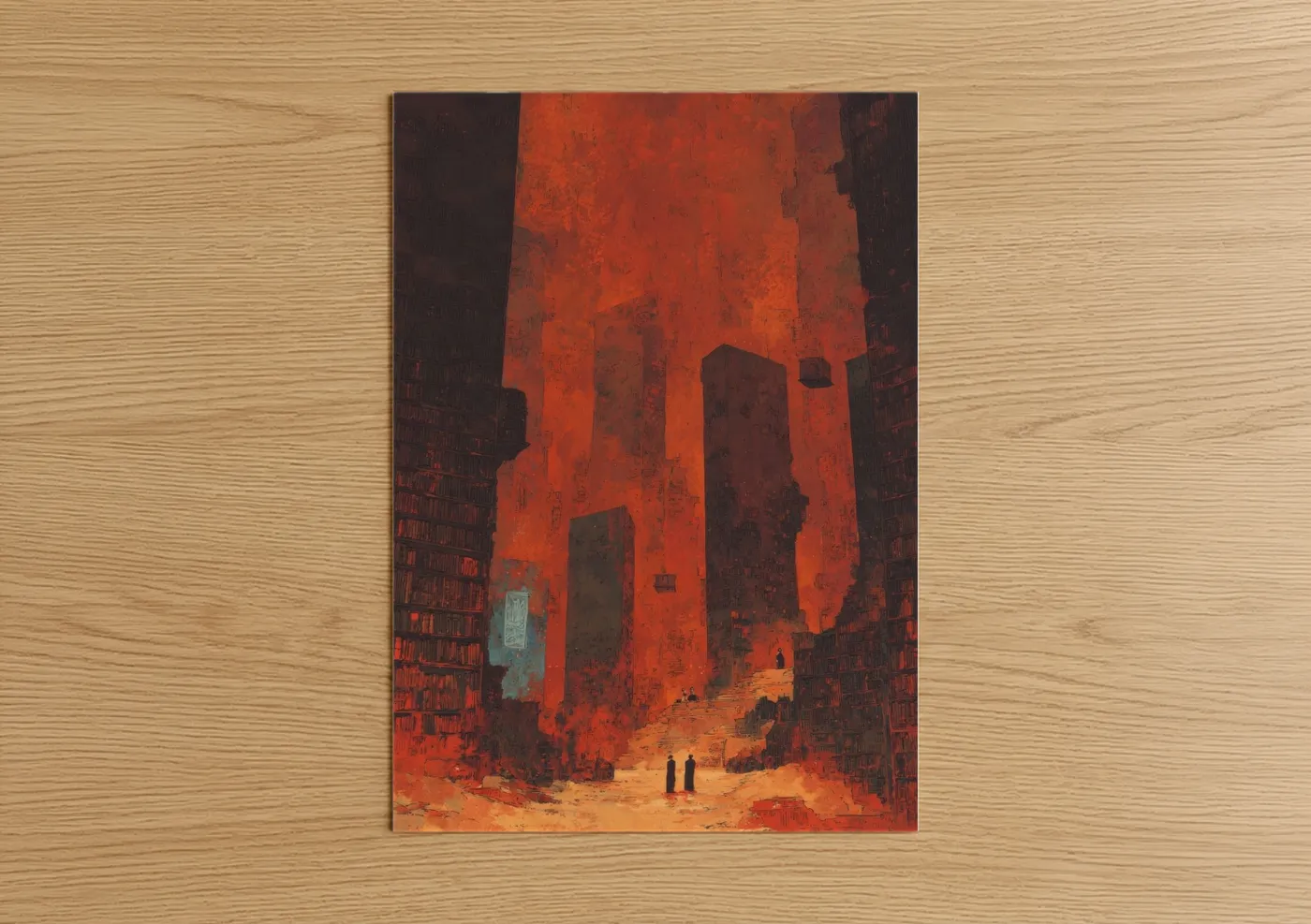Dystopian Red City Sci-Fi Wall Art