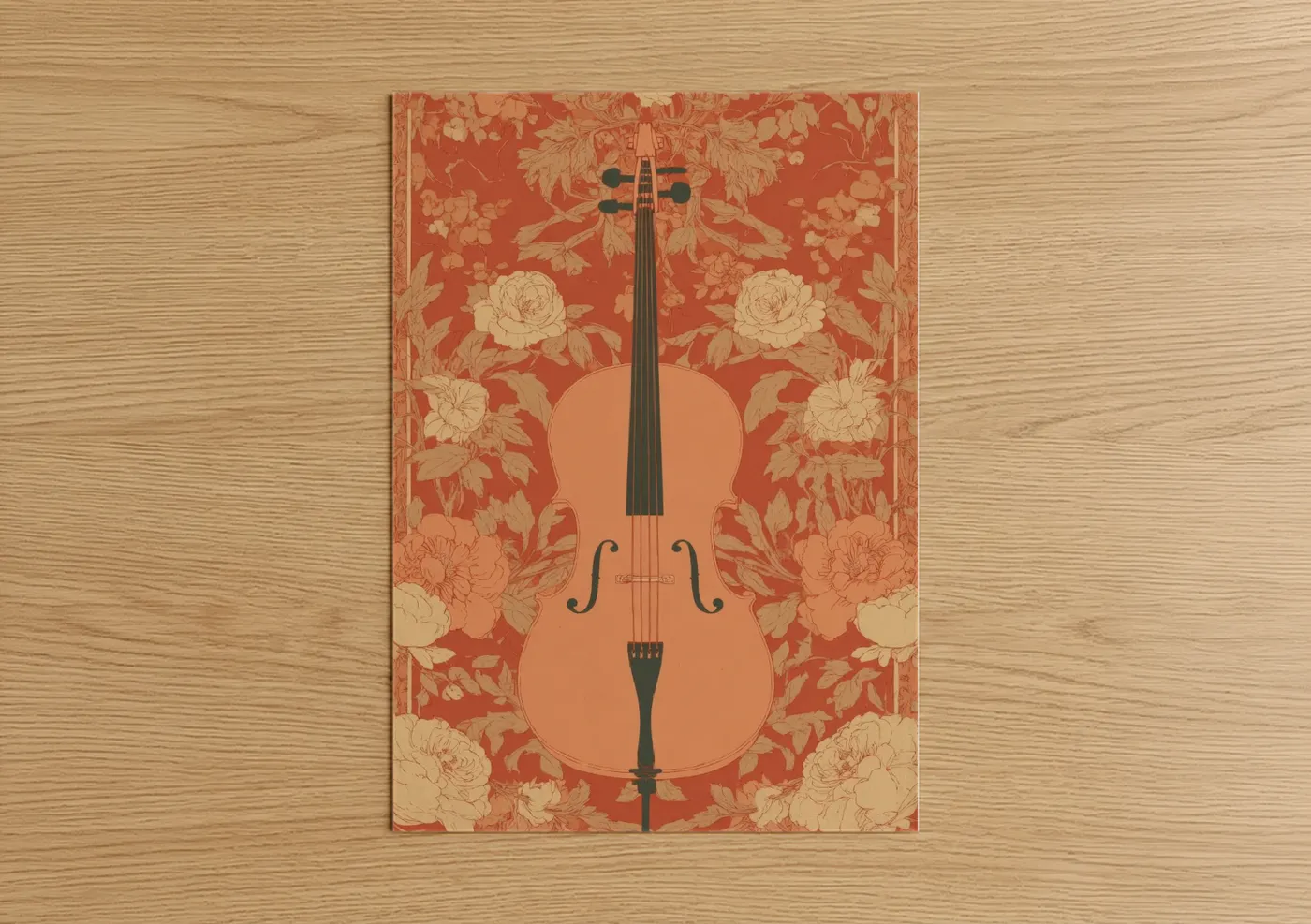 Floral Cello Botanical Music Wall Art