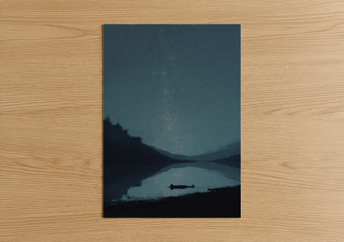 Starlit Lake Swimming Night Sky Wall Art