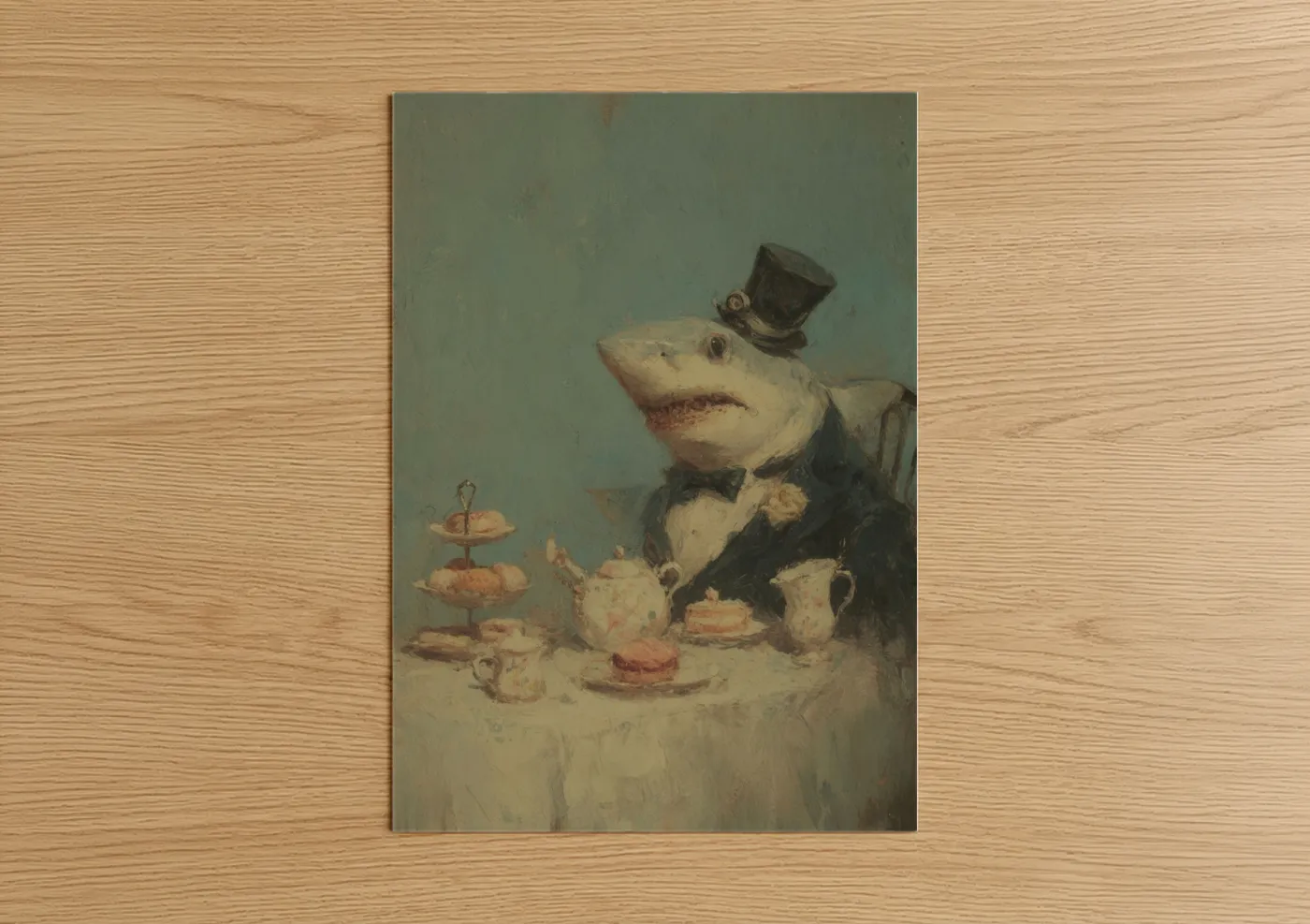 Gentleman Shark Tea Party Portrait Wall Art