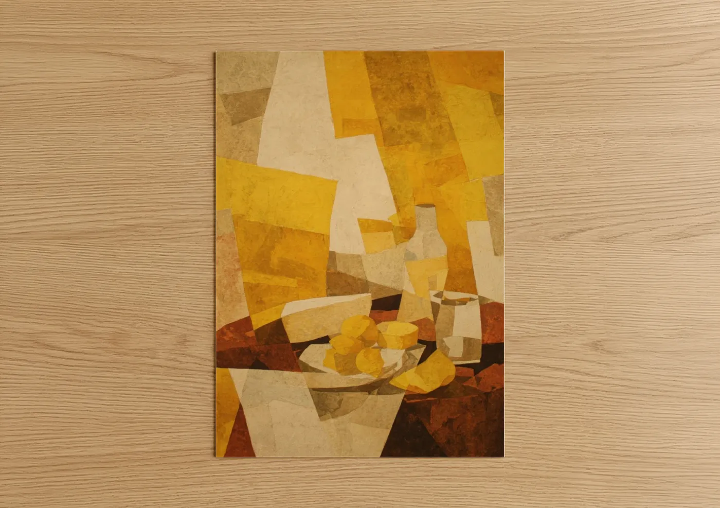 Golden Cheese Still Life Cubist Wall Art