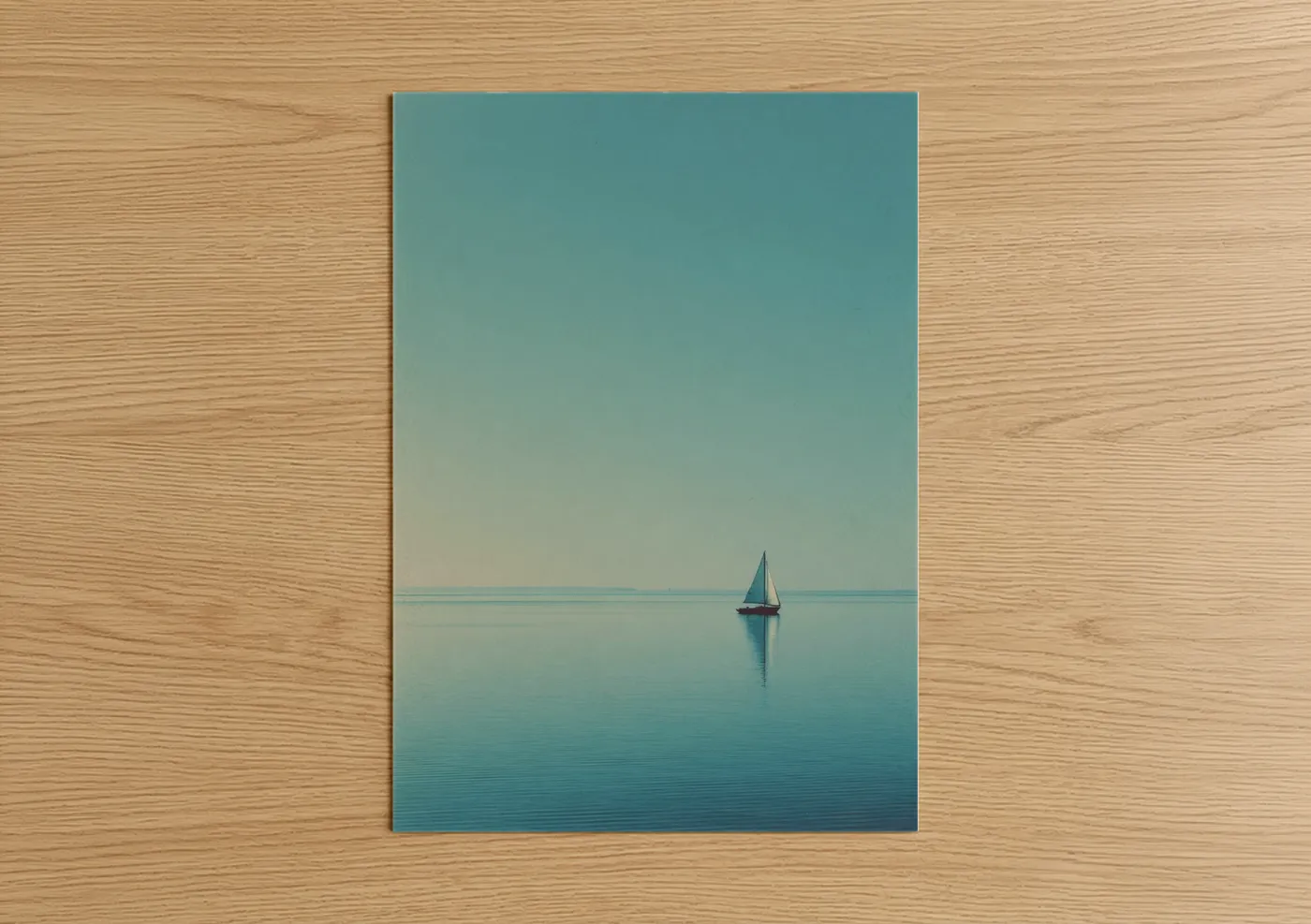 Solitary Sailboat Calm Waters Seascape Wall Art