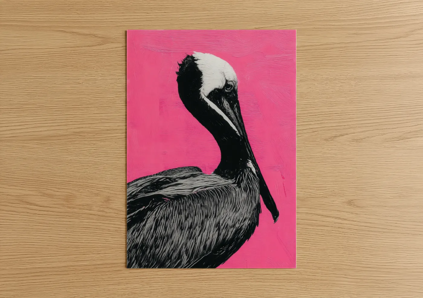 Pink Pelican Pop Art Modern Illustration Wall Art