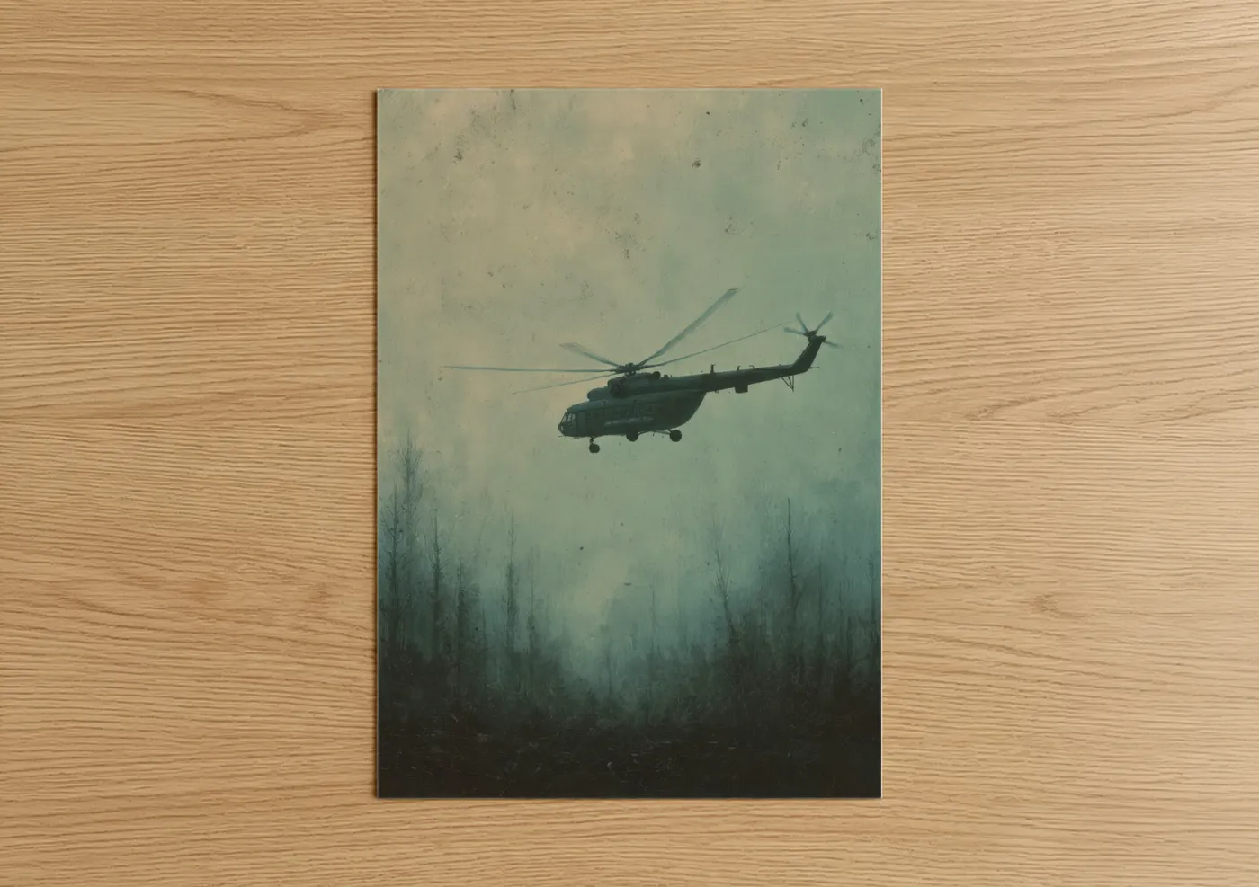 Misty Helicopter Forest Aviation Wall Art