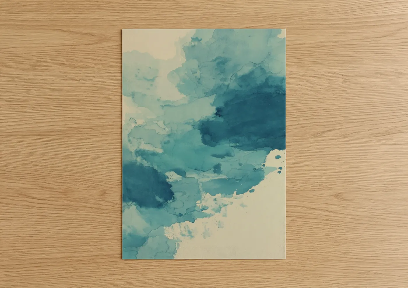 Teal Abstract Expressionism Watercolor Wall Art