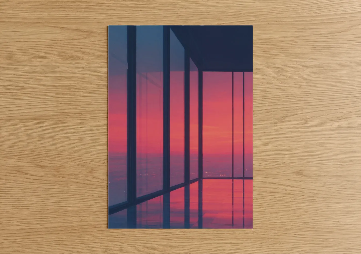 Modern Window Sunset Reflection Wall Art