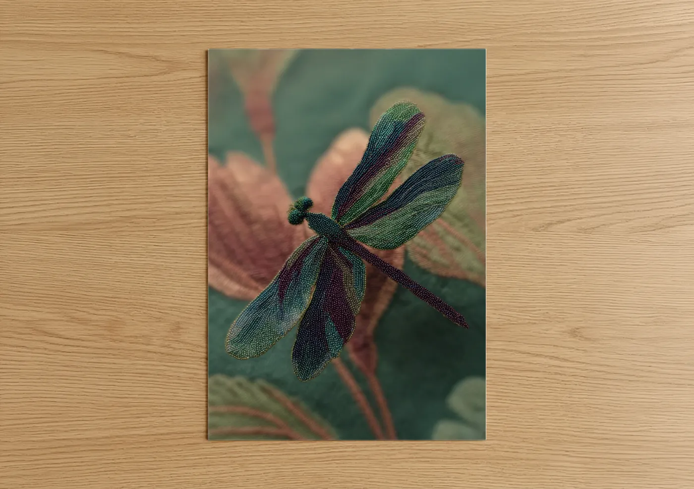 Iridescent Dragonfly Beadwork Wall Art