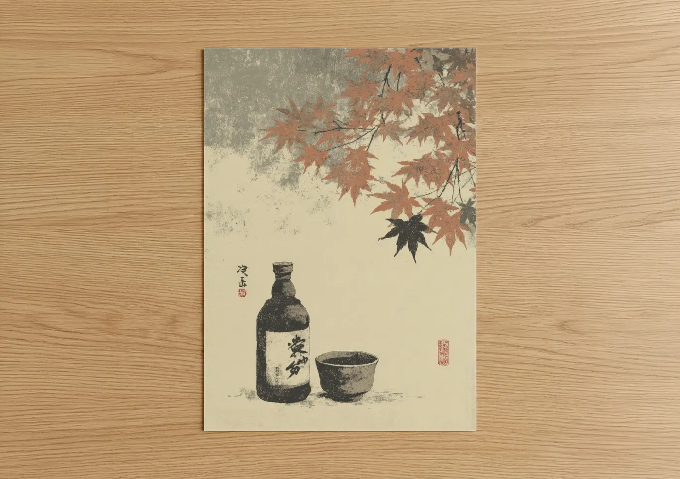 Autumn Whiskey Japanese Woodblock Wall Art