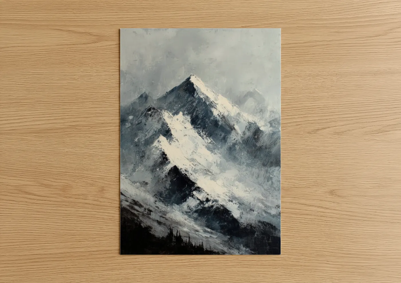 Snow-Capped Mountain Peak Winter Landscape Wall Art