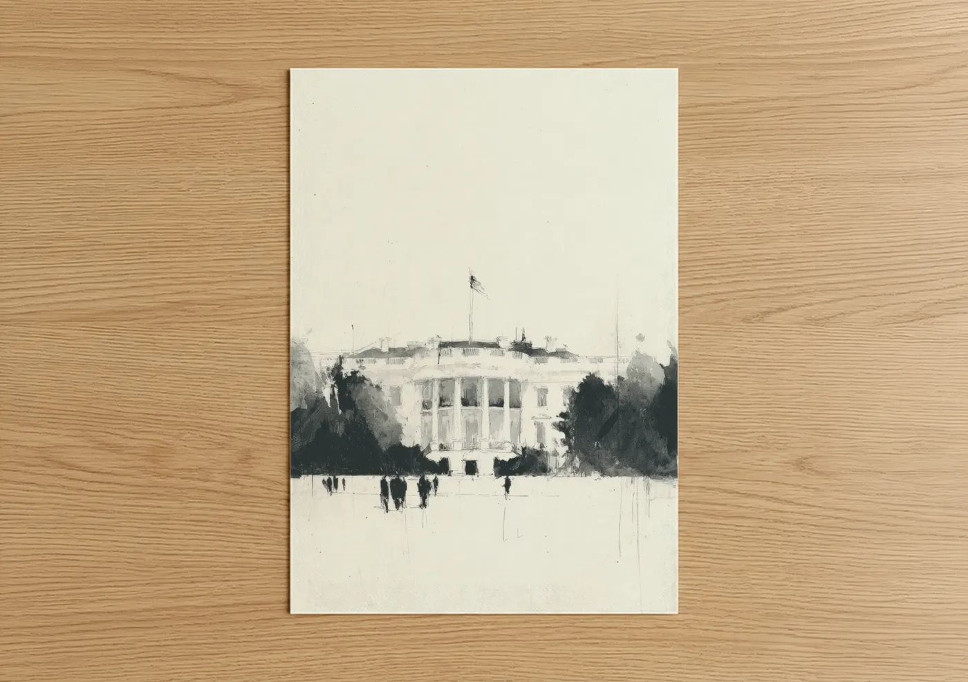 White House Watercolor Sketch Wall Art