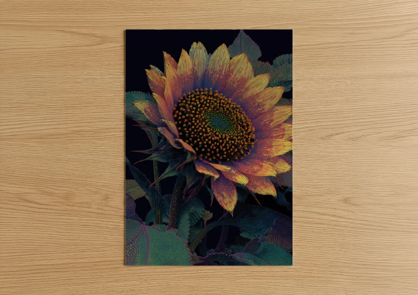 Vibrant Twilight Sunflower Botanical Wall Art