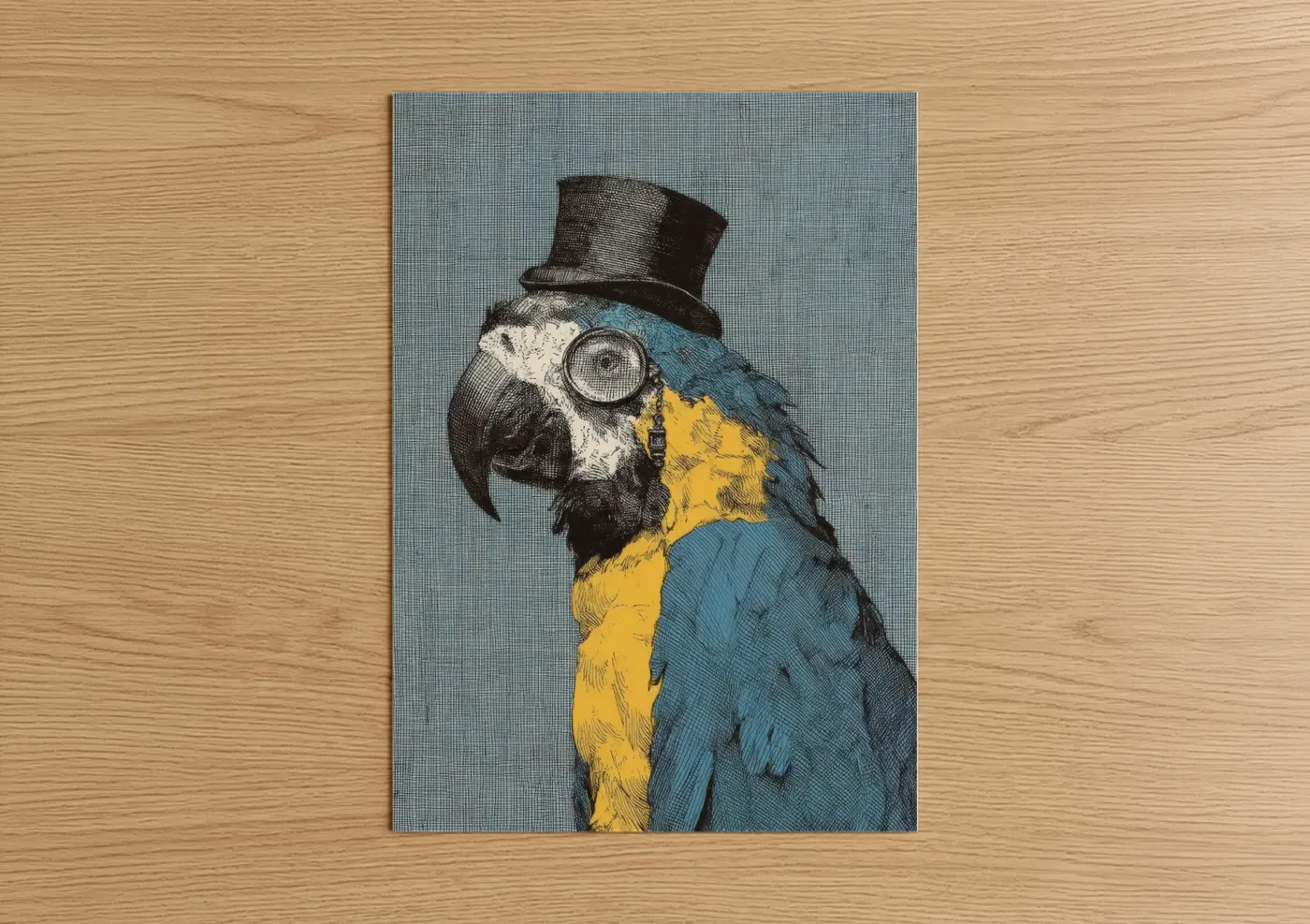 Steampunk Macaw with Top Hat Monocle Wall Art