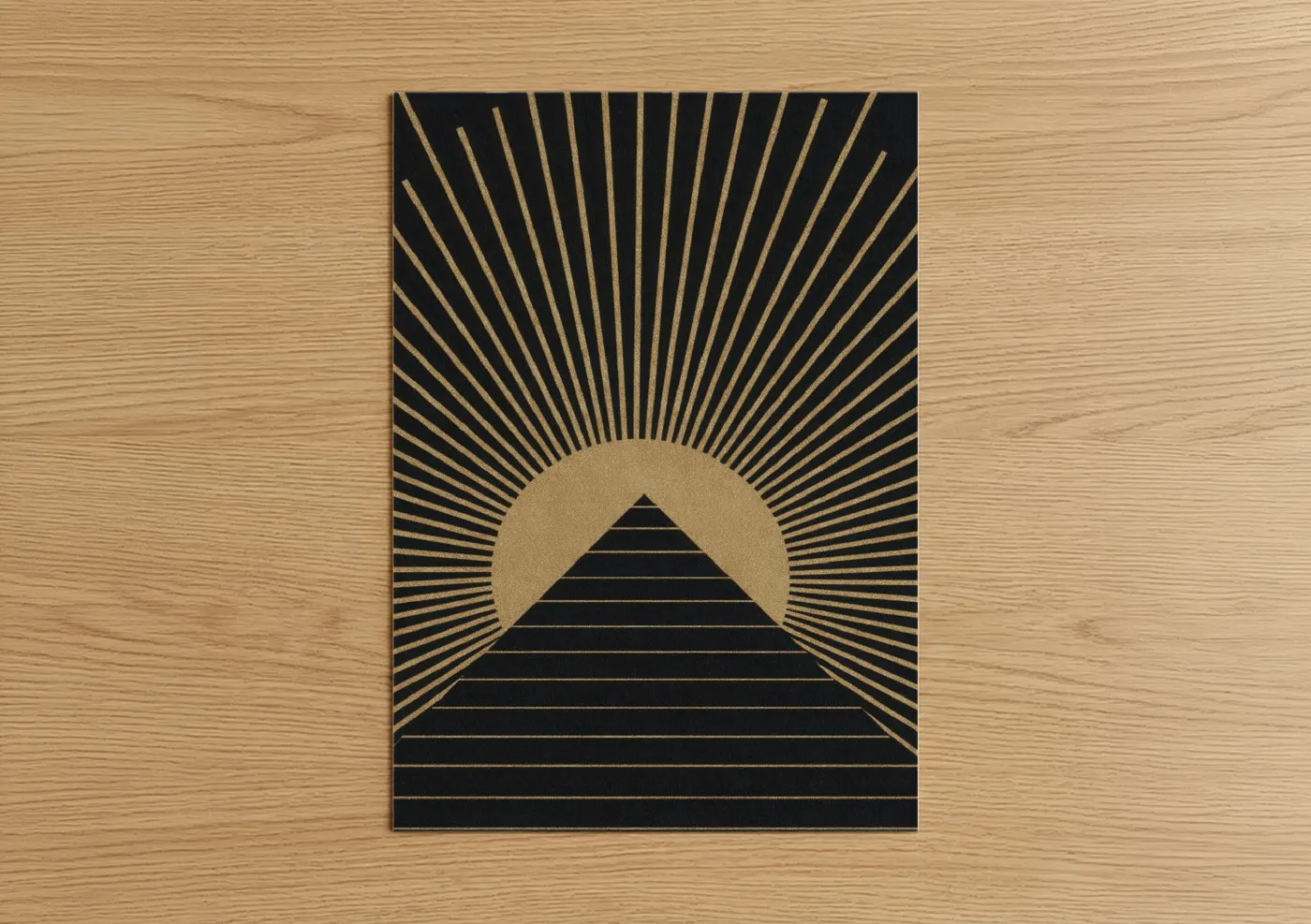 Golden Pyramid Sunrise Art Deco Design Wall Art