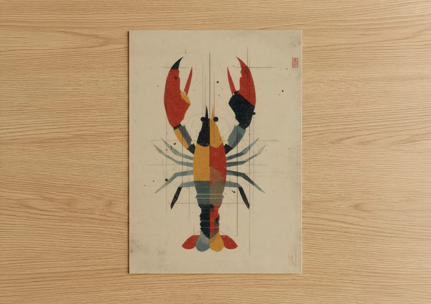 Geometric Crayfish Modern Art Print Wall Art