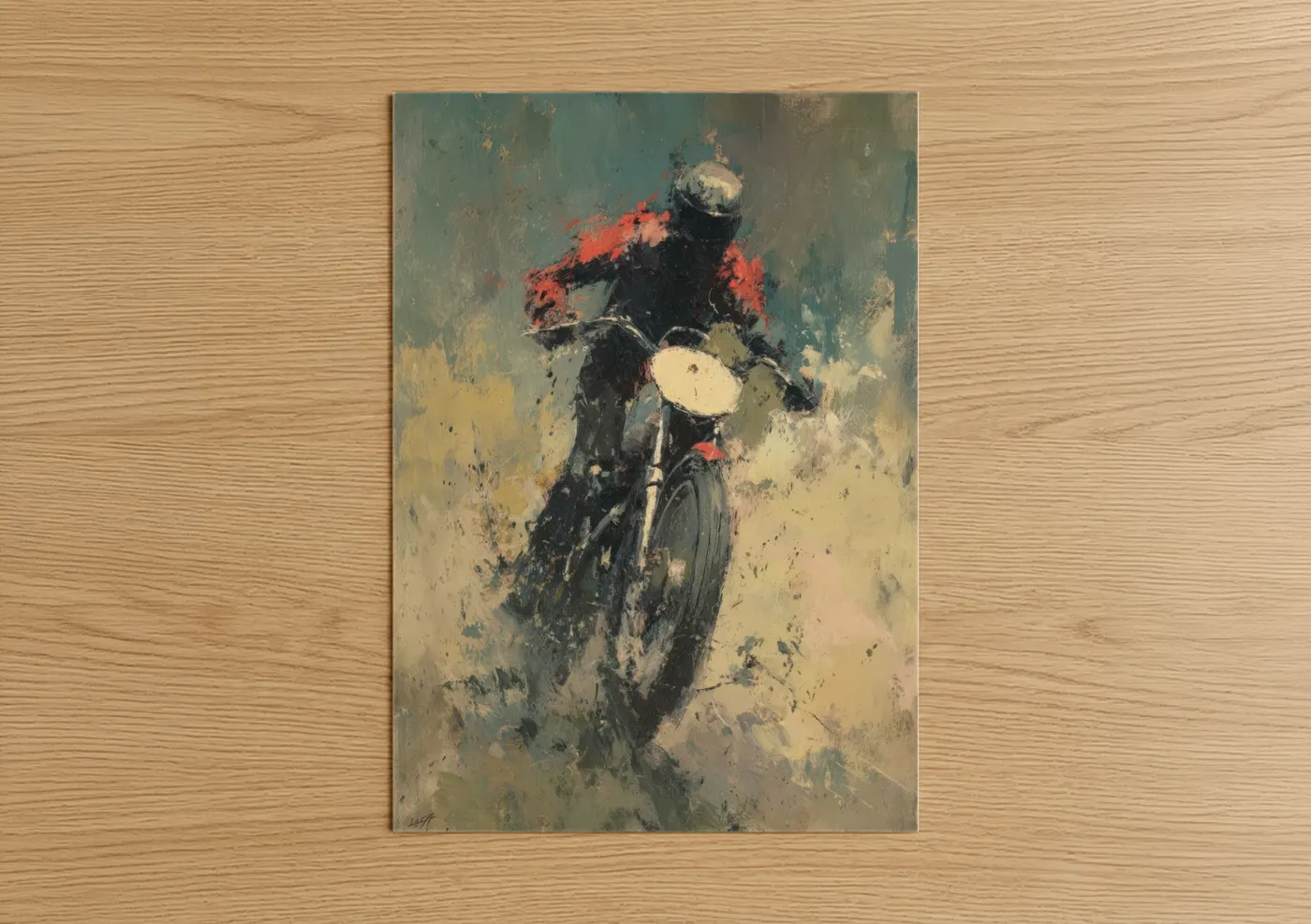 Vintage Motorcycle Rider Abstract Wall Art