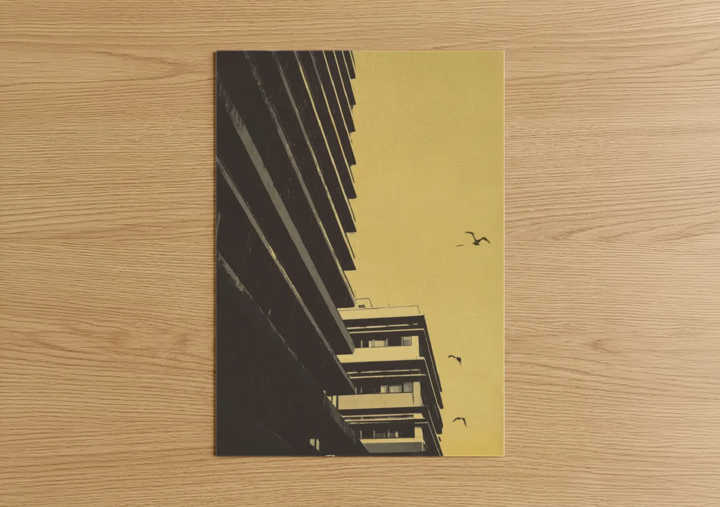 Modern Brutalist Architecture Golden Hour Wall Art