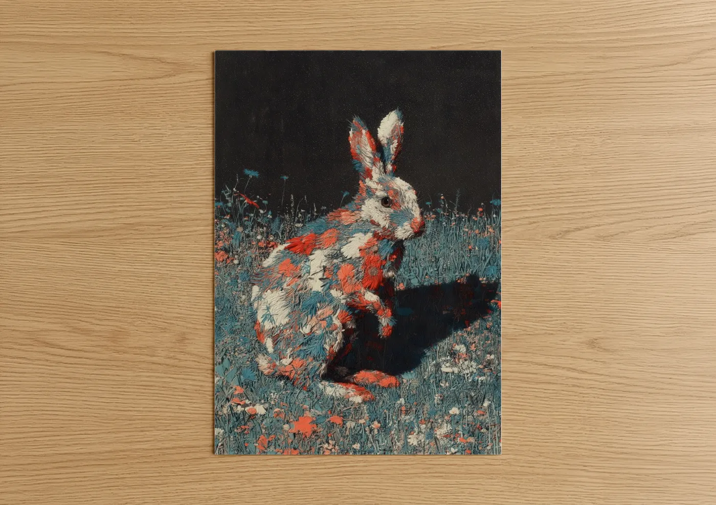 Colorful Meadow Rabbit Fine Wall Art