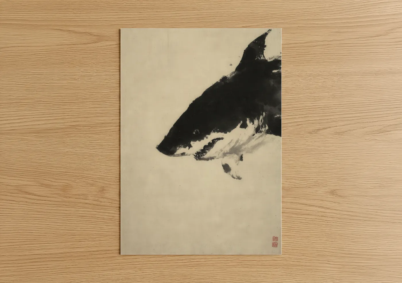 Basking Shark Minimalist Black and White Wall Art