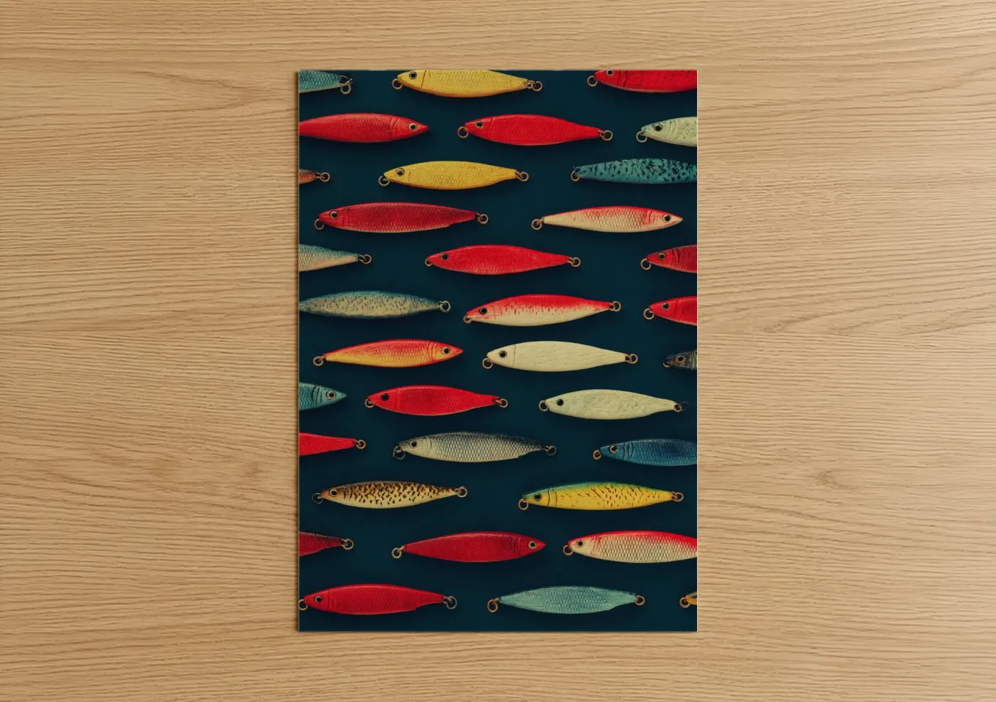 Vintage Fishing Lures Colorful Collection Wall Art