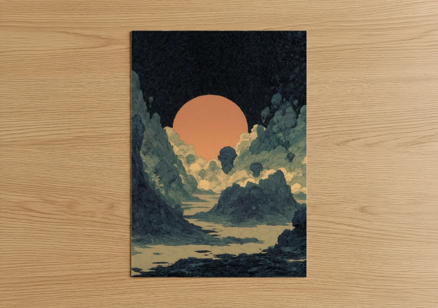 Dark Fantasy Canyon Sunset Wall Art