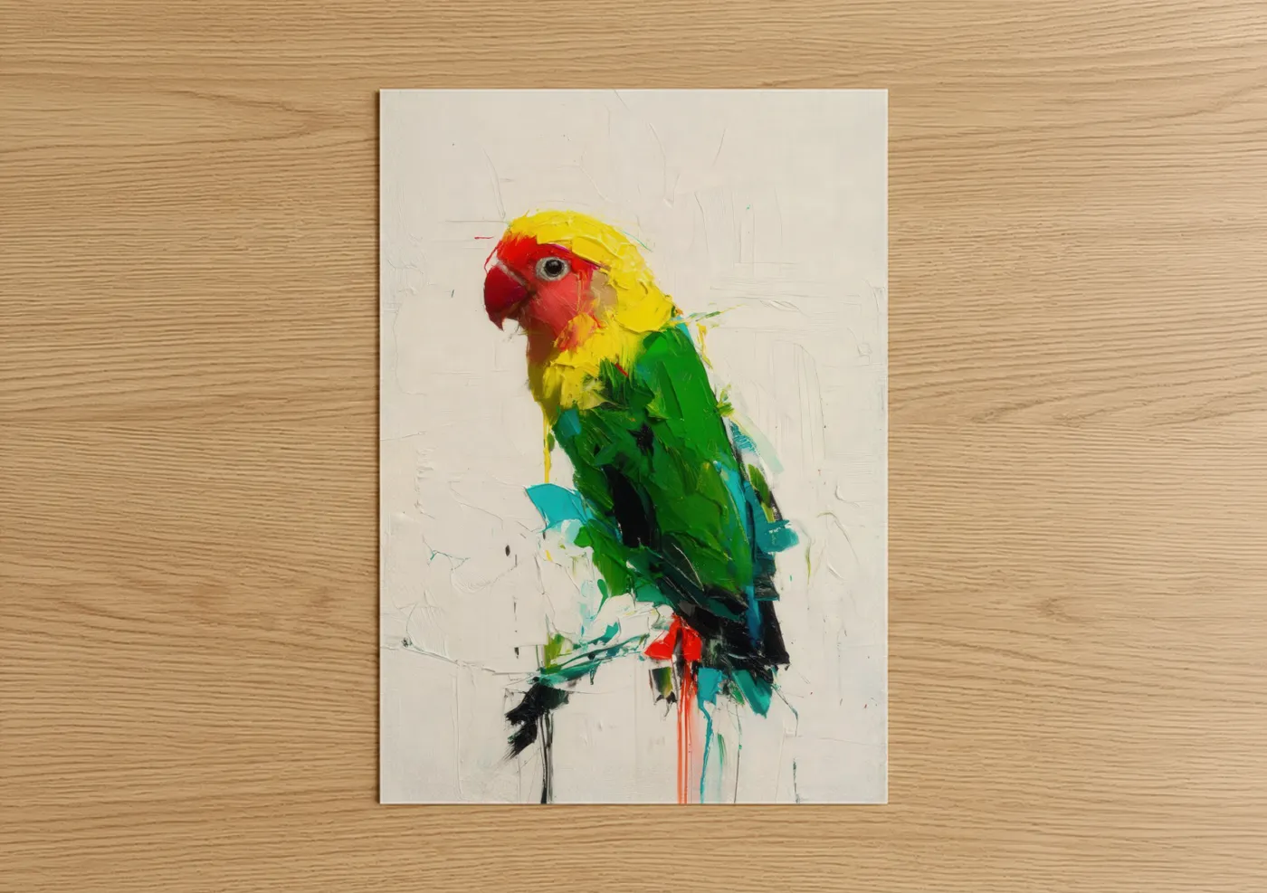 Colorful Parrot Abstract Oil Painting Wall Art