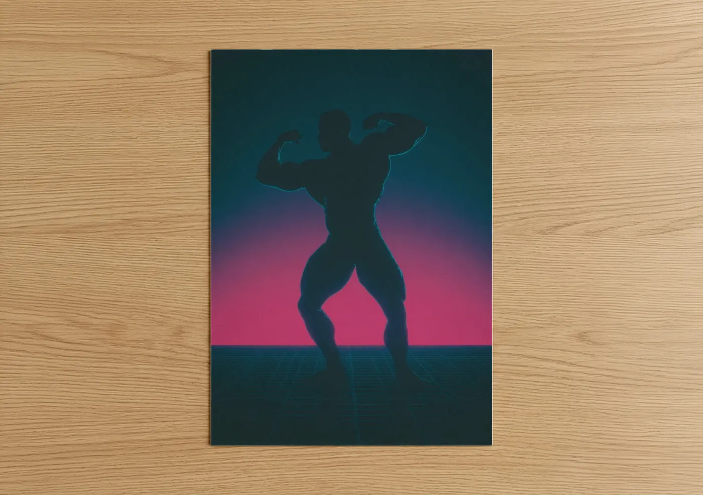Neon Bodybuilder Silhouette Fitness Wall Art