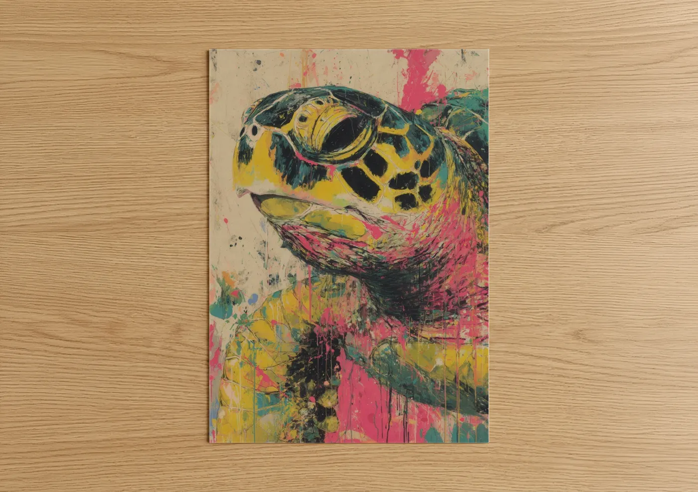 Colorful Turtle Abstract Expressionism Wall Art