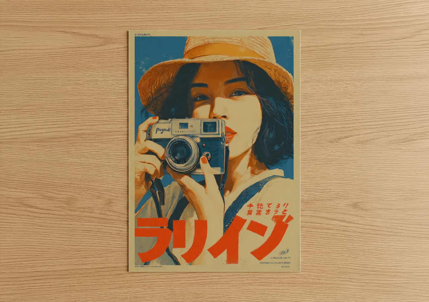 Vintage Japanese Camera Girl Poster Wall Art