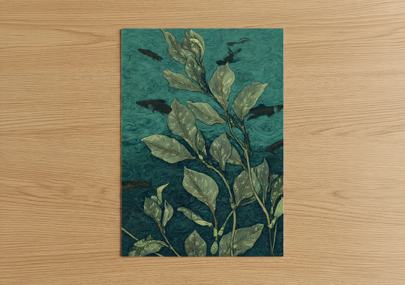 Teal Mangrove Tree Botanical Wall Art