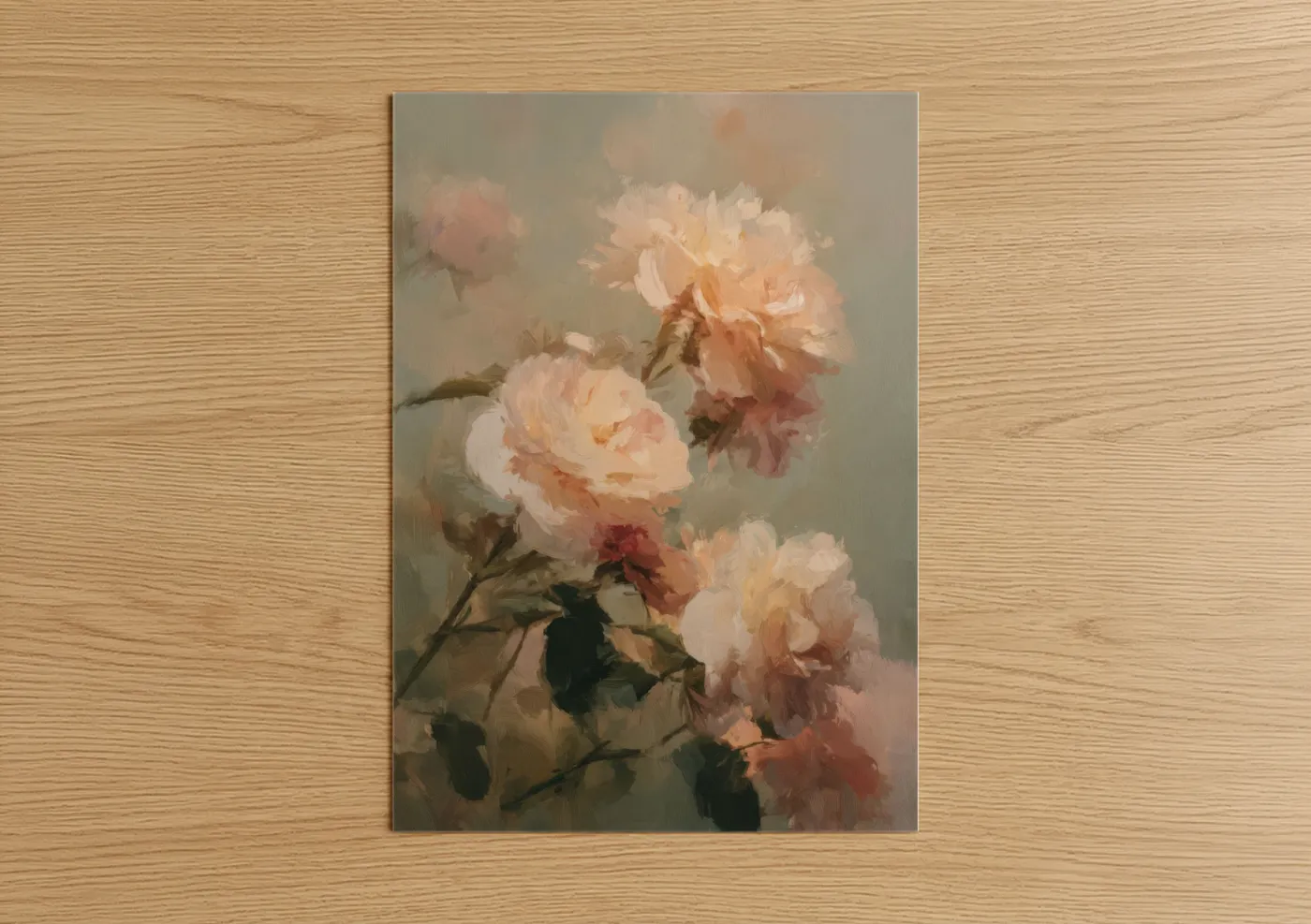 Peachy Garden Roses Floral Wall Art